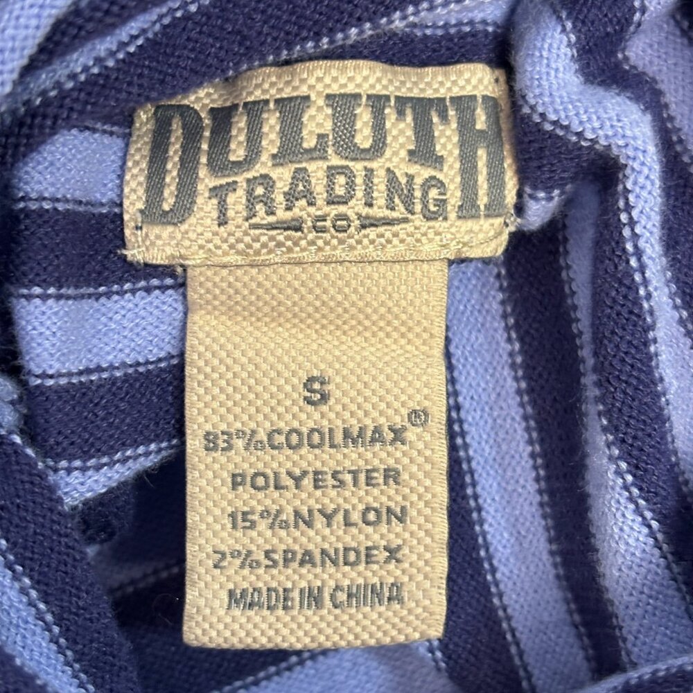 Duluth Trading S'No Sweat Sweater Small Purple Navy Blue Striped Mock Turtleneck - Picture 7 of 8